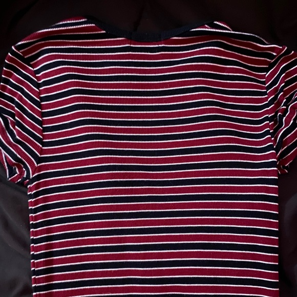 Red, Black, and White stripped t-shirt - Picture 3 of 5